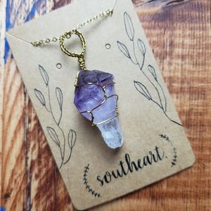 Raw Amethyst Pendant Necklace